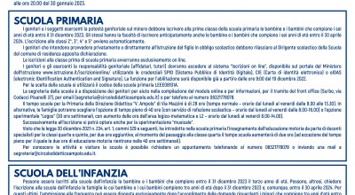 APERTURA ISCRIZIONI PER L’ANNO SCOLASTICO 2023/2024 ALLE SCUOLE STATALI...
